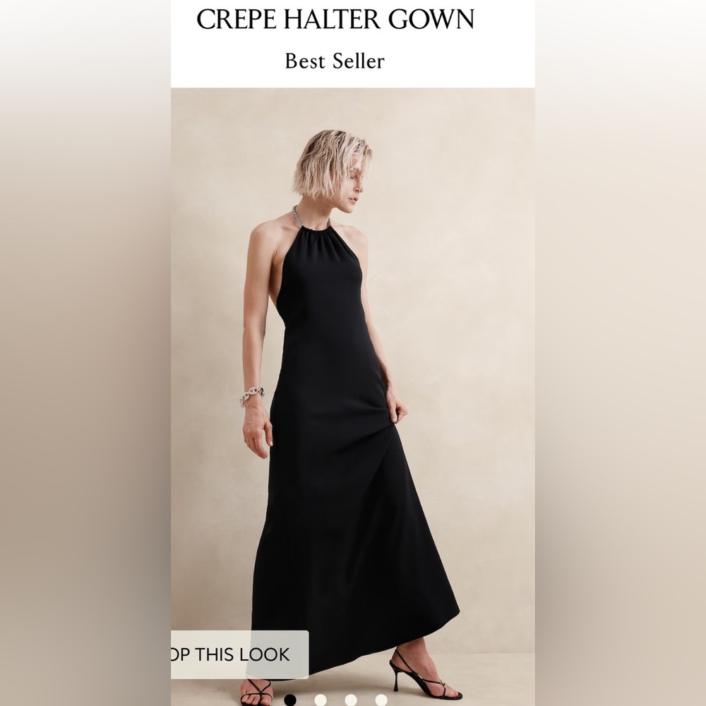 BANANA REPUBLIC CREPE HALTER GOWN - Picture 2 of 9